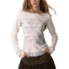 image:imageDynict Womens Cute Y2K Graphic Sweatshirt Aesthetic Lace Patchwork Grunge Sweatshirt Slim Fit Long Sleeve TopsWhite