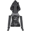 image:imageDynict Womens Y2K Cute Cat Print Hoodies Off Shoulder Patchwork Stripe Gothic Vintage Tops Slim Fit Harajuku Punk Tube TopGray