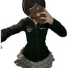 image:imageDynict Womens Y2K Cute Graphic Zip Up Hoodies Short Sleeve Harajuku Slim Fit Kawaii Aesthetic Cartoon Print TShirtBlacklong