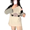 image:imageDynict Y2k Cute Sweatshirts for Women Harajuku Kawaii Striped Sweatshirts Cartoon TshirtsWhite