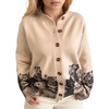 image:imageGraphic Cardigans for Women Knitted Button Oversize Cat Graphic Sweater Warm Cartoon Casual Trendy CardigansBeige