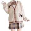 image:imageWomens Y2K Knit Cardigans Bow Tie Button Down Long Sleeve Cardigans Cute Kawaii VNeck Oversize SweaterBrown