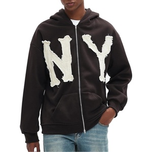 image:imageDynict Unisex Letter Embroidery Trendy Hoodies Zip Up Casual Overszie Colorful Y2K Hip Hop Streetwear Harajuku JacketBrown