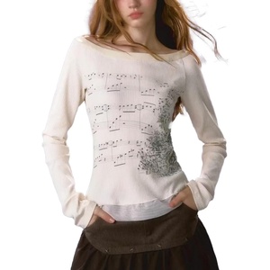 image:imageDynict Womens Cute Y2K Graphic Sweatshirt Aesthetic Lace Patchwork Grunge Sweatshirt Slim Fit Long Sleeve TopsWhite