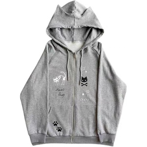 image:imageDynict Womens Y2K Kawaii Hoodies Cute Cat Graphic Cat Ears Zip Up Hoodies Casual Harajuku Drawstring CardigansHoodie