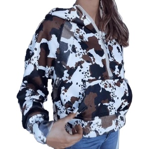 image:imageDynict Womens Y2K Quarter Zip Pullover Graphic Camo Hoodies Oversized Cheetah Print Jacket Duck Camo SweatshirtsBrown