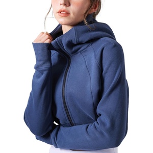 image:imageDynict Womens Yoga Zip Up Cropped Hoodies Casual Comfy Spring Warm Outfits Fleece Jackets Gym TopsBlue