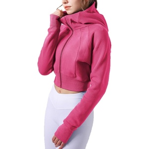 image:imageDynict Womens Yoga Zip Up Cropped Hoodies Casual Comfy Spring Warm Outfits Fleece Jackets Gym TopsDark Pink
