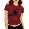 image:imageSipder Print T Shirts for Women Short Sleeve Shirts Summer Tops Casual for Women 2024Dark Red