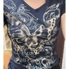 image:imageWomens Y2K Gothic Graphic VNeck Slim Fit TShirt Grunge Vintage Short Sleeve Trendy Crop TopsBlack3
