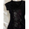 image:imageWomens Y2K Gothic Graphic VNeck Slim Fit TShirt Grunge Vintage Short Sleeve Trendy Crop TopsBlack4