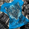 image:imageWomens Y2K Gothic Graphic VNeck Slim Fit TShirt Grunge Vintage Short Sleeve Trendy Crop TopsBlue