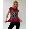 image:imageWomens Y2K Gothic Graphic VNeck Slim Fit TShirt Grunge Vintage Short Sleeve Trendy Crop TopsRed