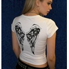 image:imageWomens Y2K Gothic Graphic VNeck Slim Fit TShirt Grunge Vintage Short Sleeve Trendy Crop TopsWhite