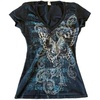 image:imageWomens Y2K Gothic Graphic VNeck Slim Fit TShirt Grunge Vintage Short Sleeve Trendy Crop TopsBlack3