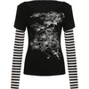 image:imageDynict Womens Y2K Gothic Punk Sweatshirts Grunge Vinitage Slim Fit Long Sleeve Tops Stripe Floral Print 2000s StreetwearBlack