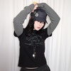 image:imageDynict Womens Y2K Gothic Punk Sweatshirts Grunge Vinitage Slim Fit Long Sleeve Tops Stripe Floral Print 2000s StreetwearBlack2