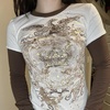 image:imageDynict Womens Y2K Gothic Punk Sweatshirts Grunge Vinitage Slim Fit Long Sleeve Tops Stripe Floral Print 2000s StreetwearBrown