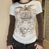 image:imageDynict Womens Y2K Gothic Punk Sweatshirts Grunge Vinitage Slim Fit Long Sleeve Tops Stripe Floral Print 2000s StreetwearBrown