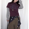 image:imageDynict Womens Y2K Gothic Punk Sweatshirts Grunge Vinitage Slim Fit Long Sleeve Tops Stripe Floral Print 2000s StreetwearPurple