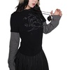 image:imageDynict Womens Y2K Gothic Punk Sweatshirts Grunge Vinitage Slim Fit Long Sleeve Tops Stripe Floral Print 2000s StreetwearBlack2