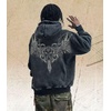image:imageDynict Unisex Y2K Aicd Wash Gothic Graphic Hoodies Oversize Grunge Skull Wing Print Sweatshirt Casual Fit PulloverBlack2