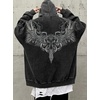 image:imageDynict Unisex Y2K Aicd Wash Gothic Graphic Hoodies Oversize Grunge Skull Wing Print Sweatshirt Casual Fit PulloverBlack2