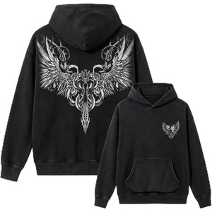 image:imageDynict Unisex Y2K Aicd Wash Gothic Graphic Hoodies Oversize Grunge Skull Wing Print Sweatshirt Casual Fit PulloverBlack2