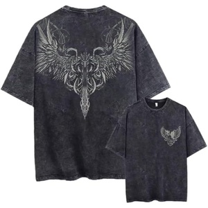 image:imageMens Y2K Acid Wash Gothic Graphic TShirts Skull Print Vintage Oversized Washed Tees Grunge ClothesBlack1