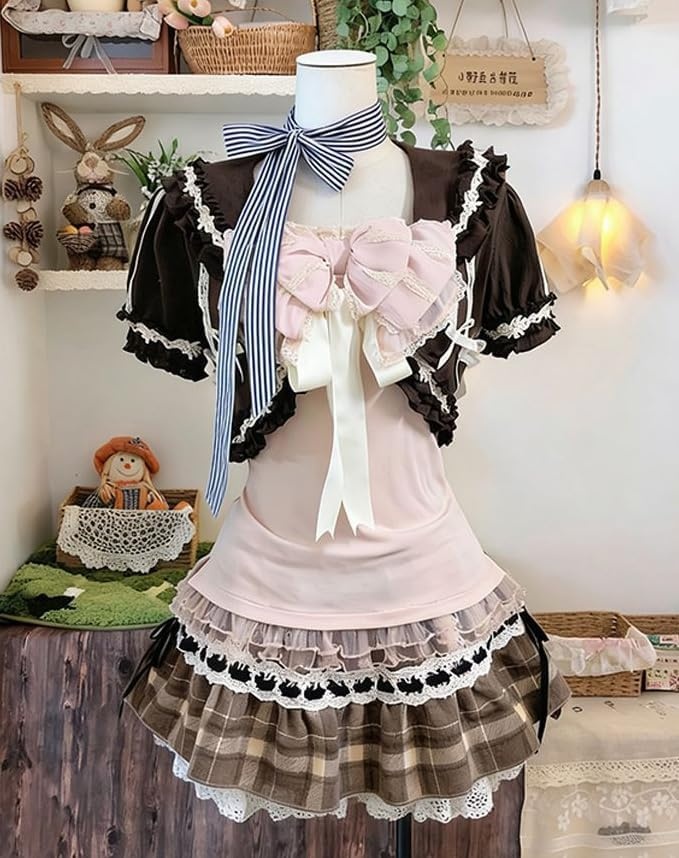 image:imageWomens Y2K Vintage Striped Goth TShirt 2000s Retro Lace Up Slim Fit Crop Tops Cutecore Streetwear TShirtPink2