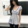 image:imageWomens Y2K Vintage Striped Goth TShirt 2000s Retro Lace Up Slim Fit Crop Tops Cutecore Streetwear TShirtBlue2