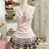 image:imageWomens Y2K Vintage Striped Goth TShirt 2000s Retro Lace Up Slim Fit Crop Tops Cutecore Streetwear TShirtPink2