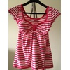 image:imageWomens Y2K Vintage Striped Goth TShirt 2000s Retro Lace Up Slim Fit Crop Tops Cutecore Streetwear TShirtRed